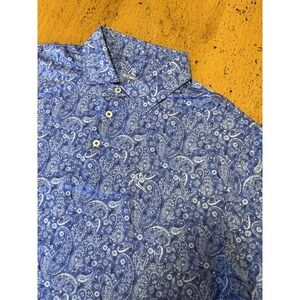 Rhoback Men's Paisley Performance Polo Shirt Large Blue Golf Rare